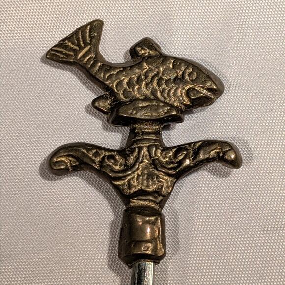 8 Vintage MCM Grecian Minoan 16" Solid Brass & Steel BBQ Shish Kebab Skewer Set - Picture 7 of 9